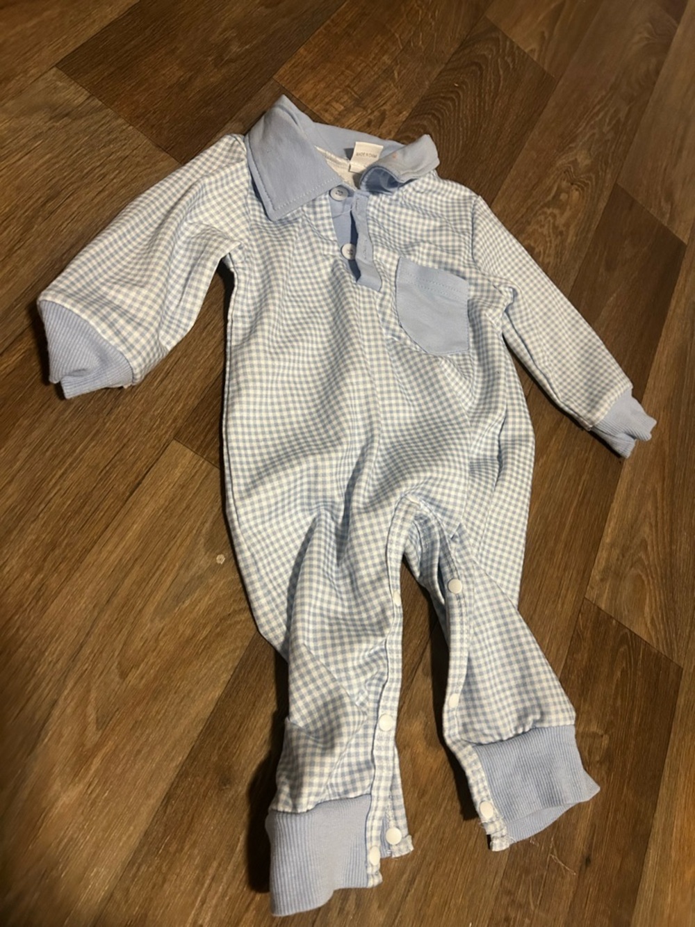 Baby Blue Gingham One-Piece UNC Baby Tarheel
